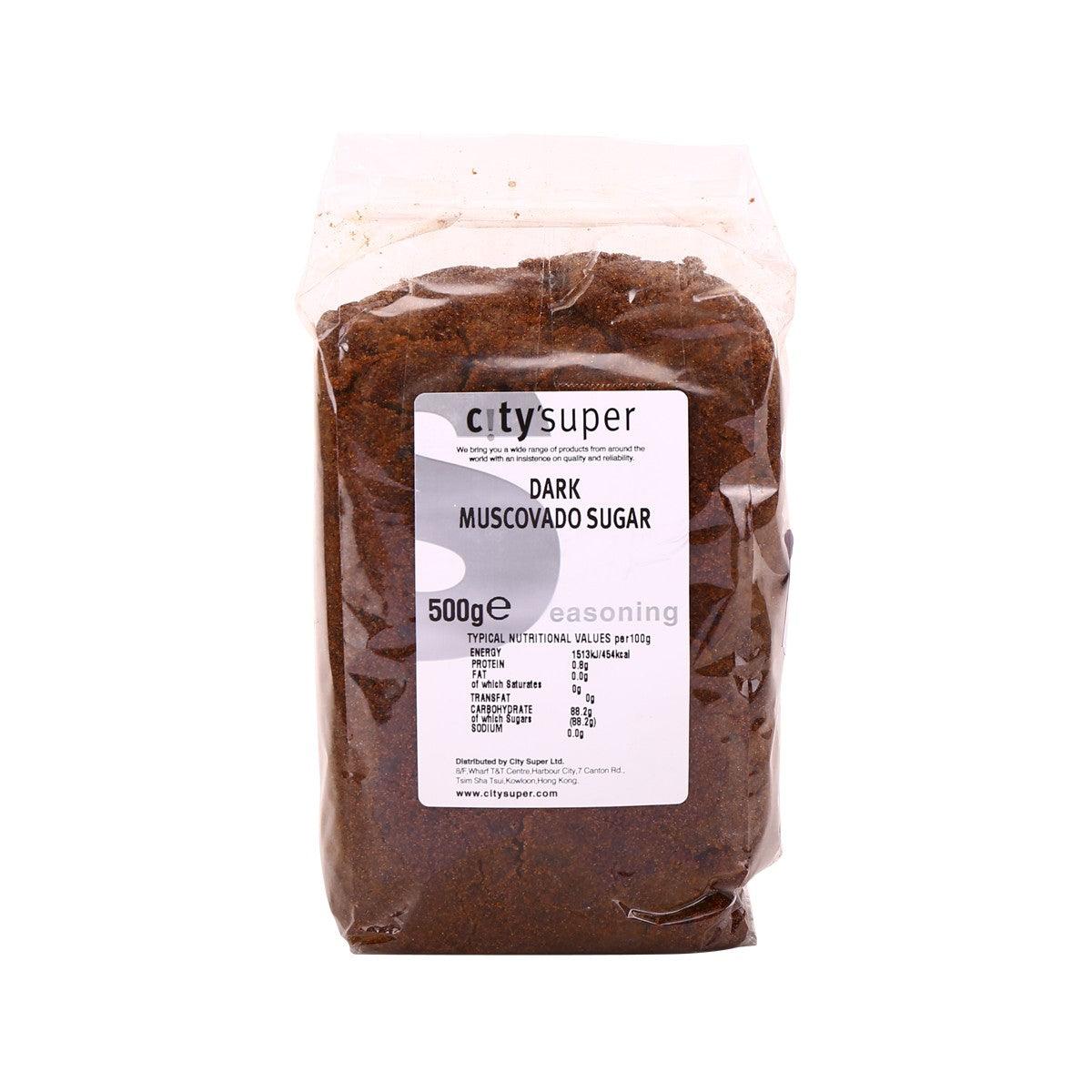 CITYSUPER dark muscovado sugar 500g in sealed plastic pouch with label