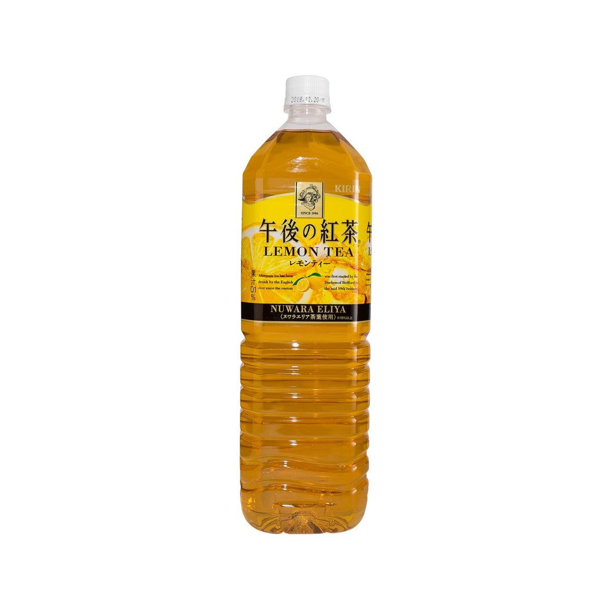 KIRIN lemon tea bottle, 1.5L, amber liquid with yellow label