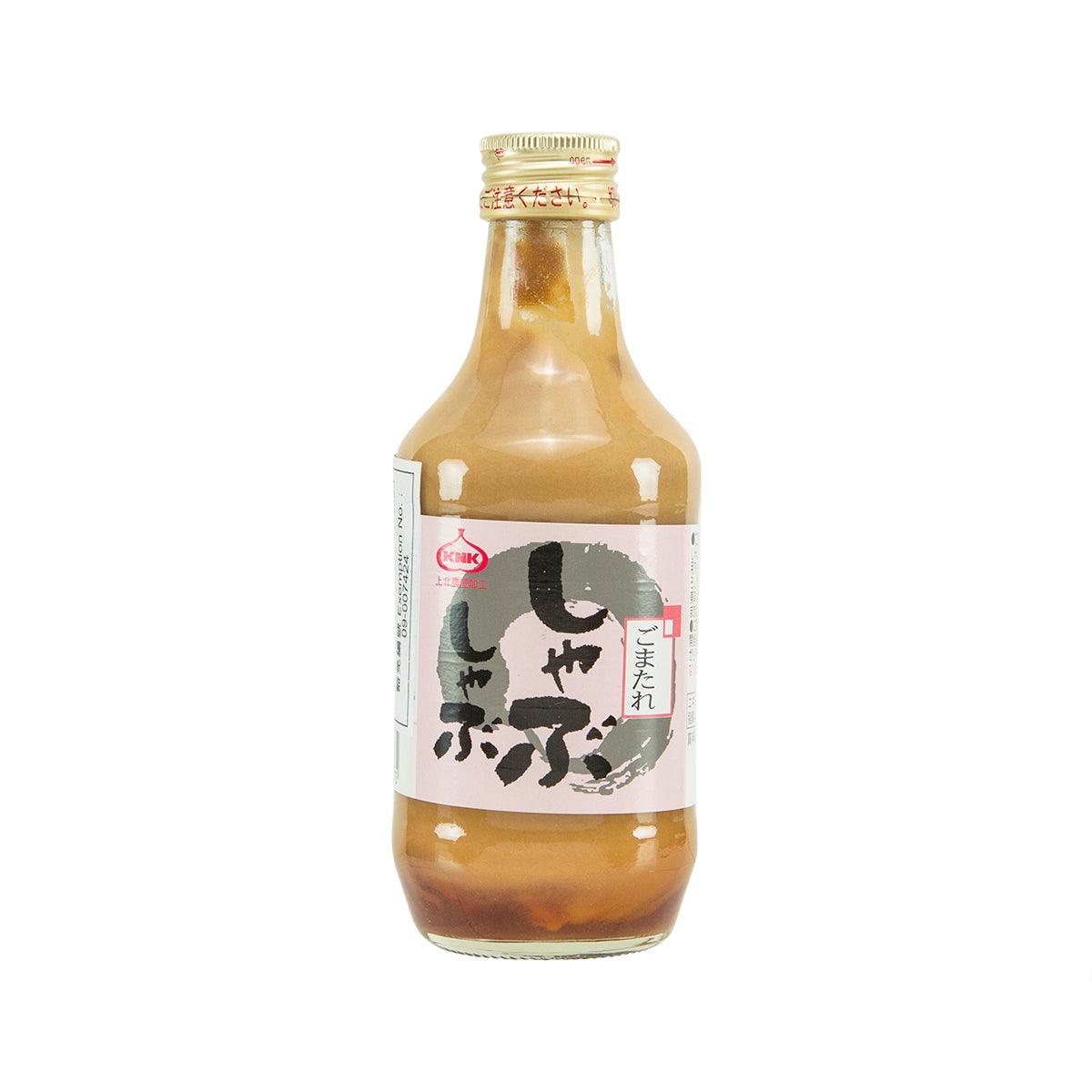KAMIKITA sesame sauce bottle with beige-brown liquid in clear glass, 285g