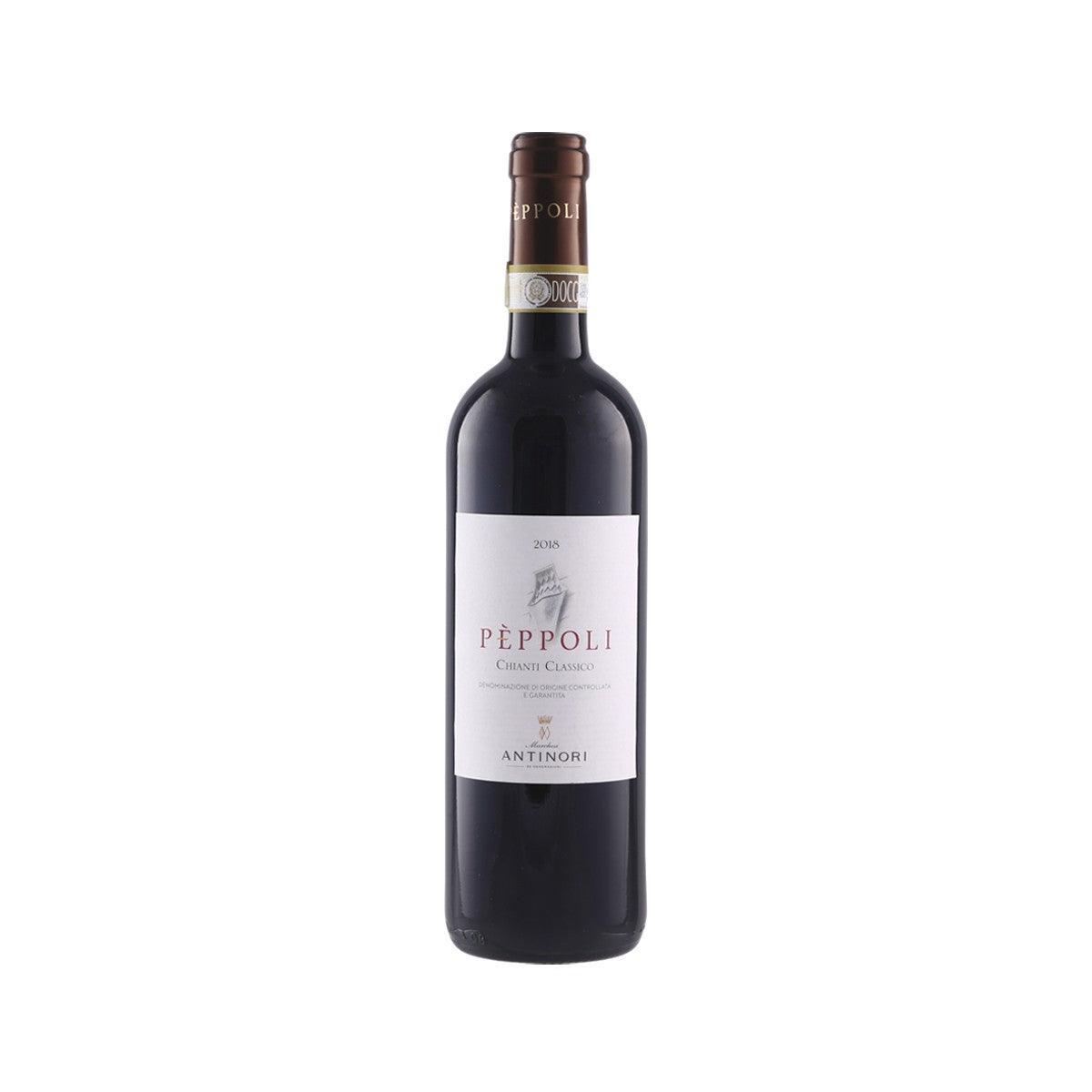ANTINORI Peppoli Chianti Classico wine bottle with brown cork and front label