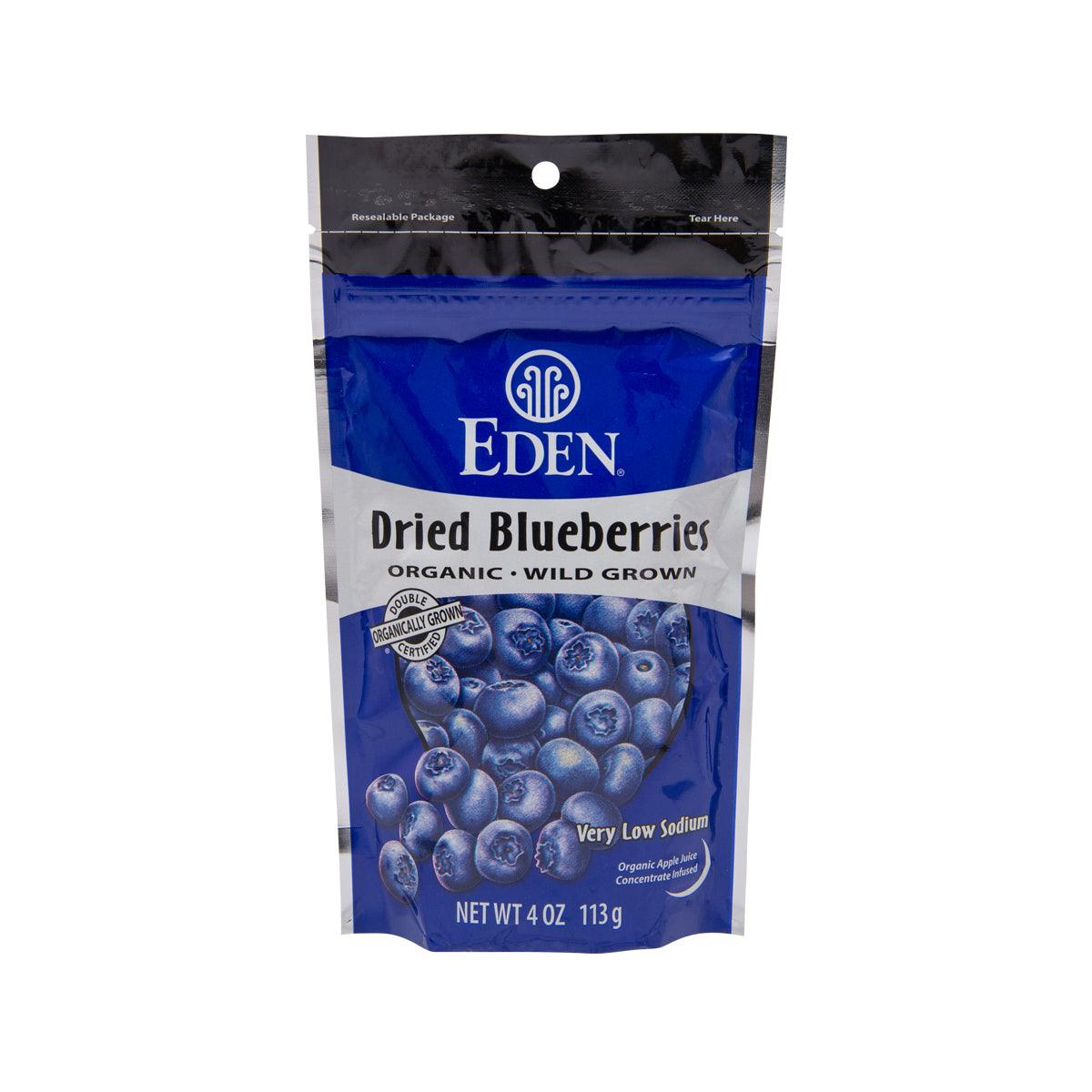 EDEN organic dried blueberries pouch, blue package, 113g net wt