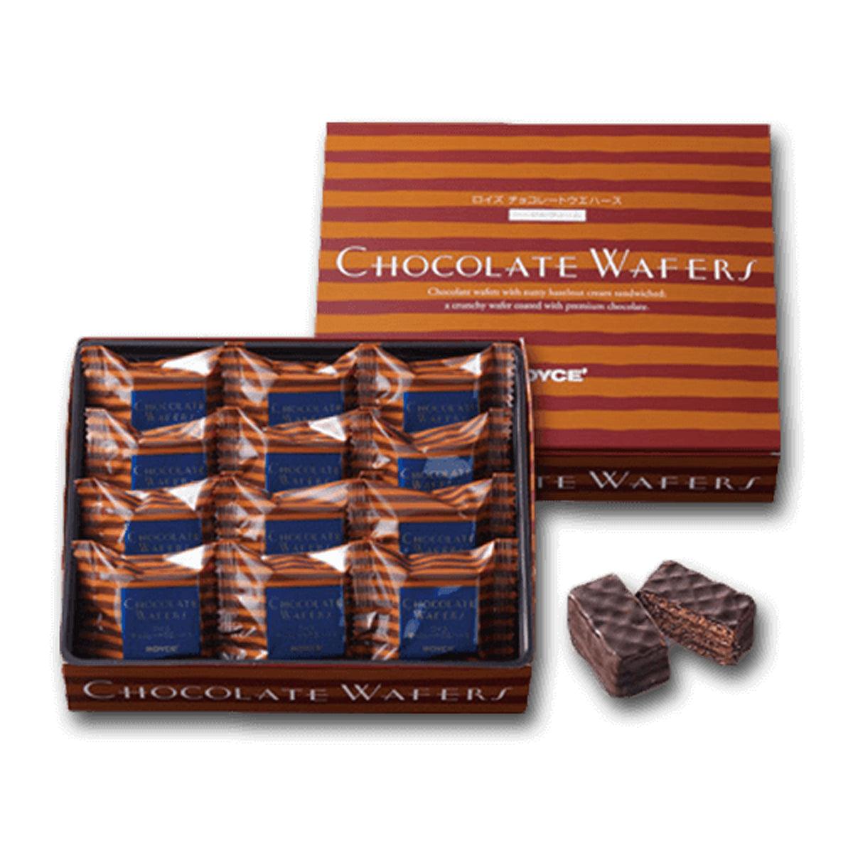 ROYCE' chocolate wafer box with hazel cream-filled wafers and wrapped pieces