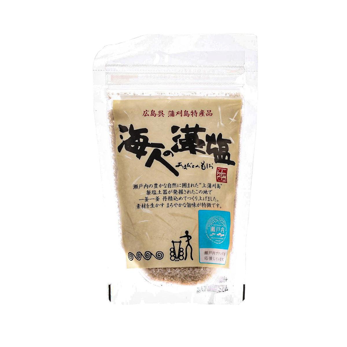 Algae sea salt pouch, 100g, resealable stand-up bag with blue label