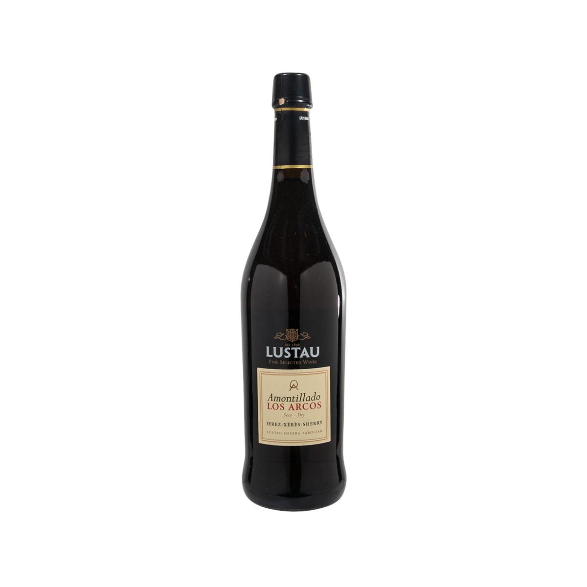 LUSTAU Amontillado Los Arcos wine bottle with black cap and cream label