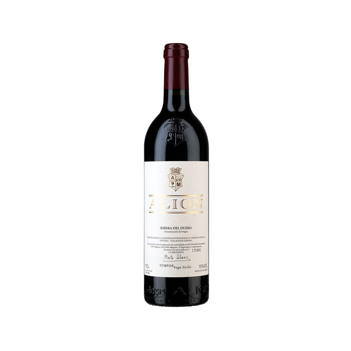 VEGA SICILIA Alion 750 mL wine bottle with burgundy label and foil cap