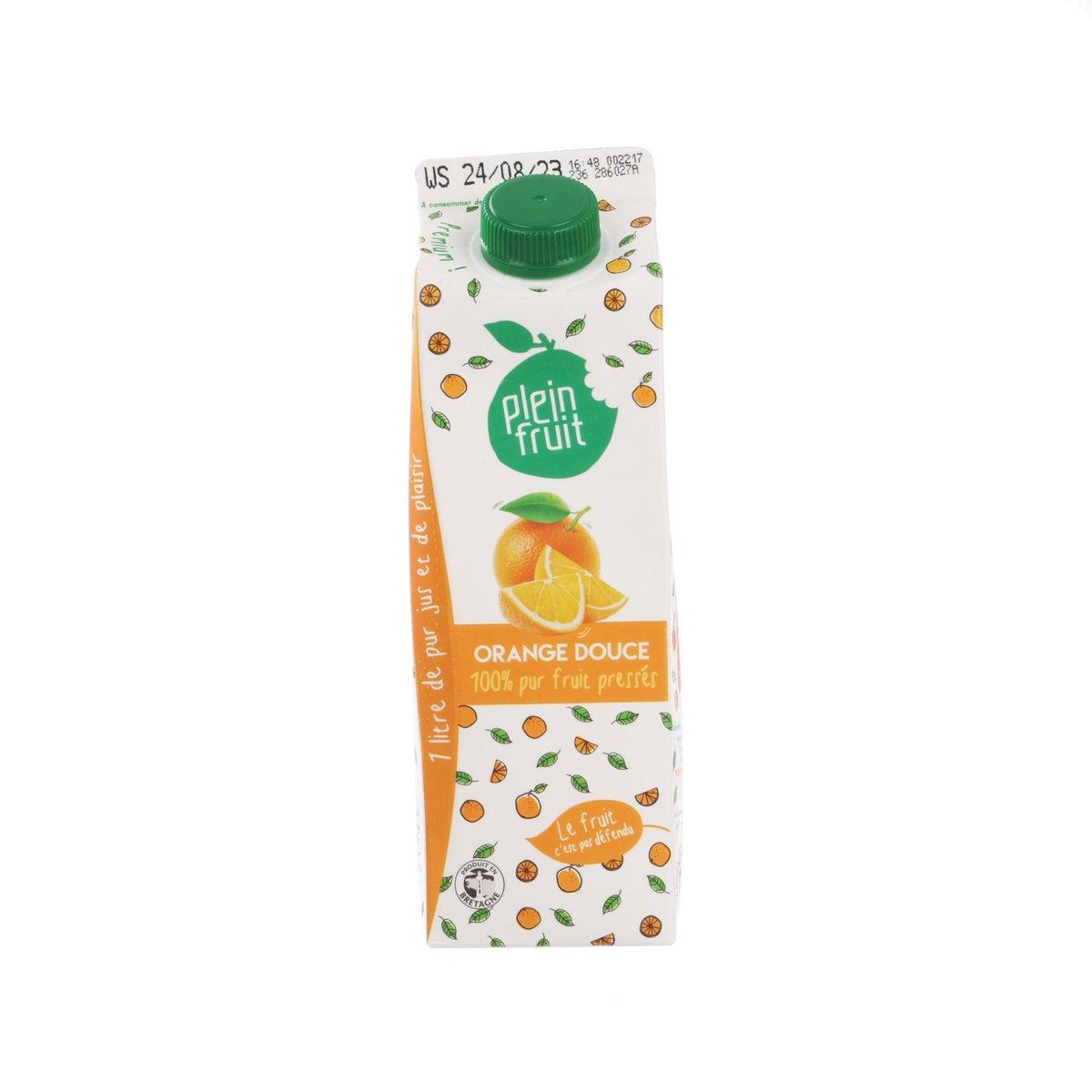 PLEIN FRUIT orange juice carton 1L with green cap