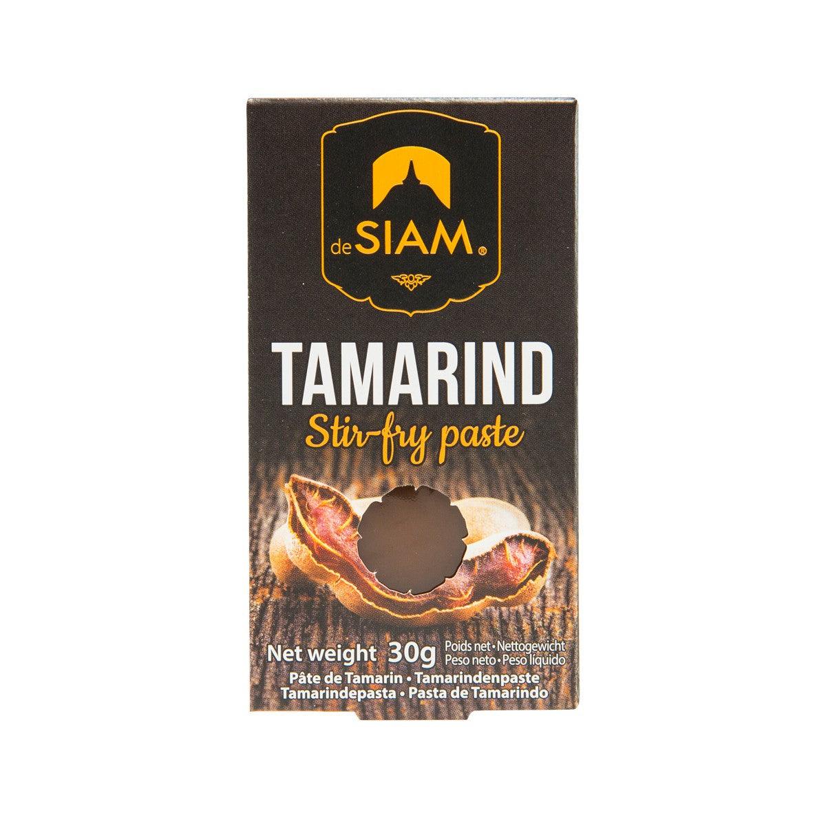 DESIAM tamarind stir-fry paste box, 30g, with tamarind fruit and brand label