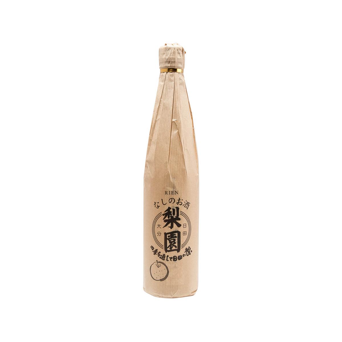 RIEN pear liqueur bottle, beige paper wrap and Japanese label, 500 mL