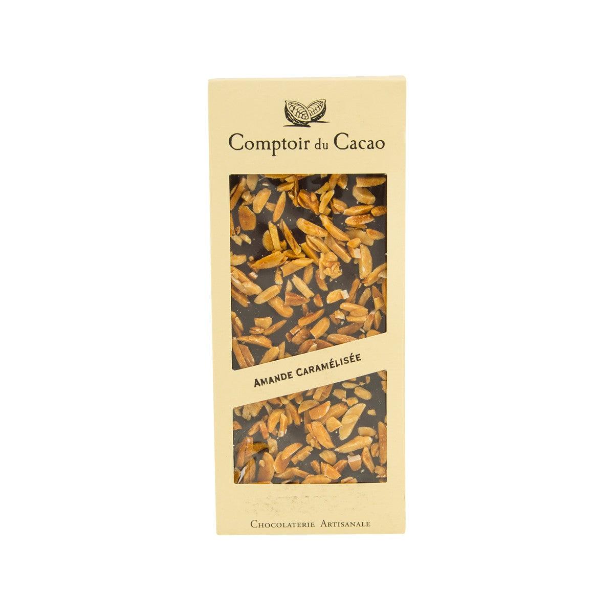 Comptoir du Cacao dark chocolate with caramelized almonds (90g) pouch