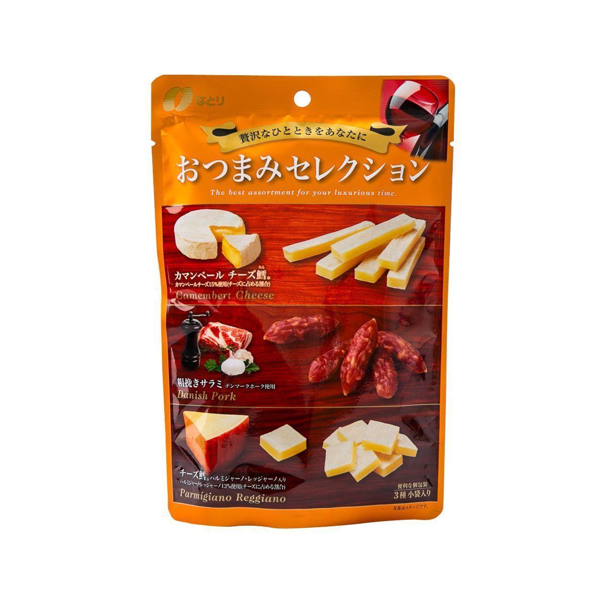 Cheese snack selection pouch with cod and salami, 63g