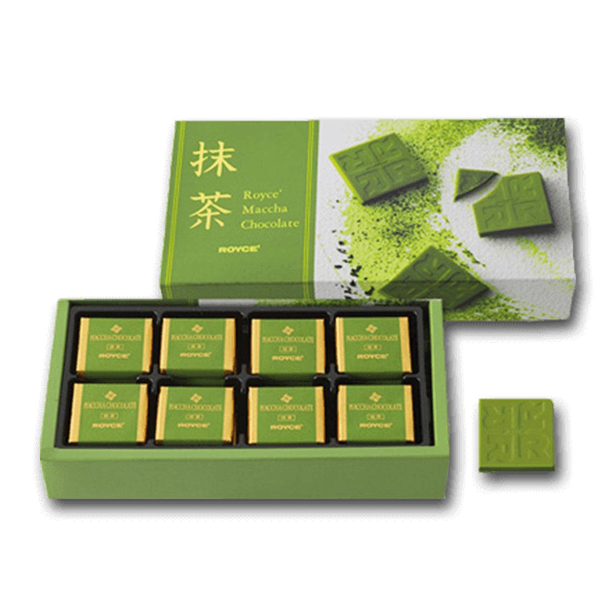 ROYCE' Matcha chocolate assortment in green gift box with wrapped bars