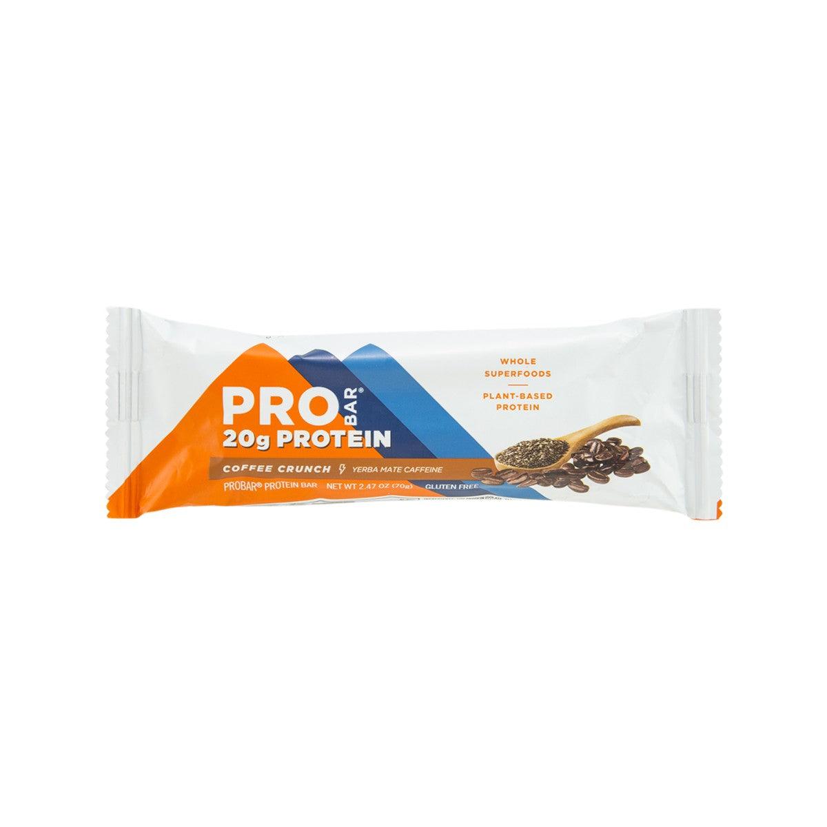 PROBARBASE coffee crunch protein bar in white wrapper