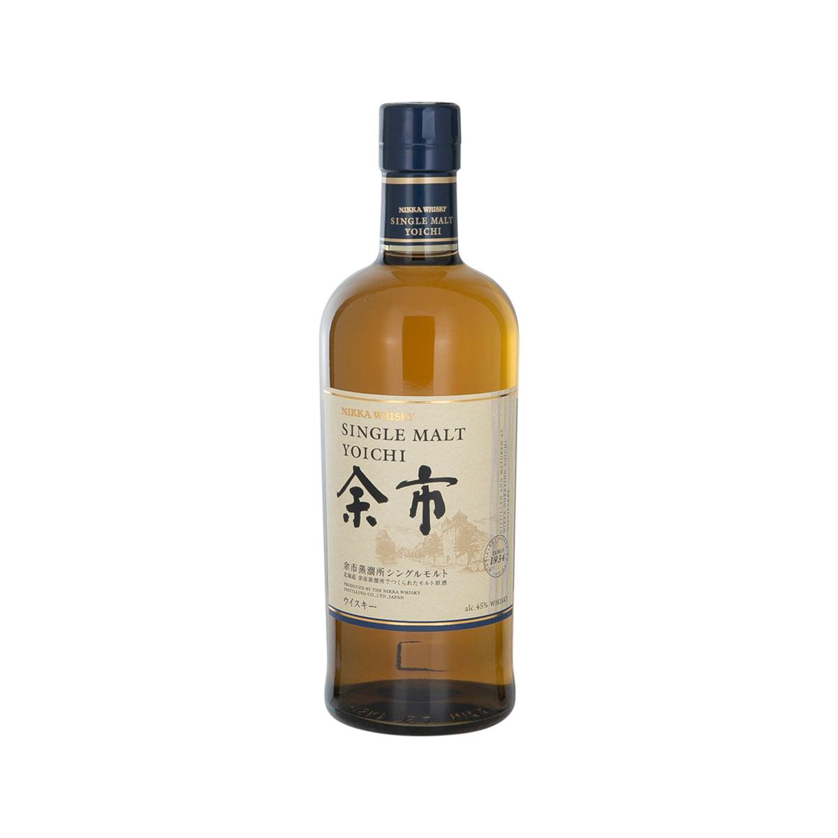YOICHI single malt whisky bottle with dark label and blue cap