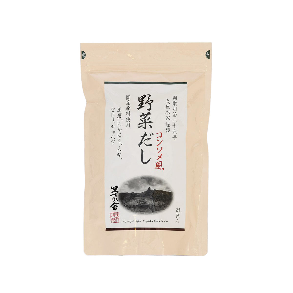 KAYANOYA mixed vegetable stock powder pouch with front label and net weight