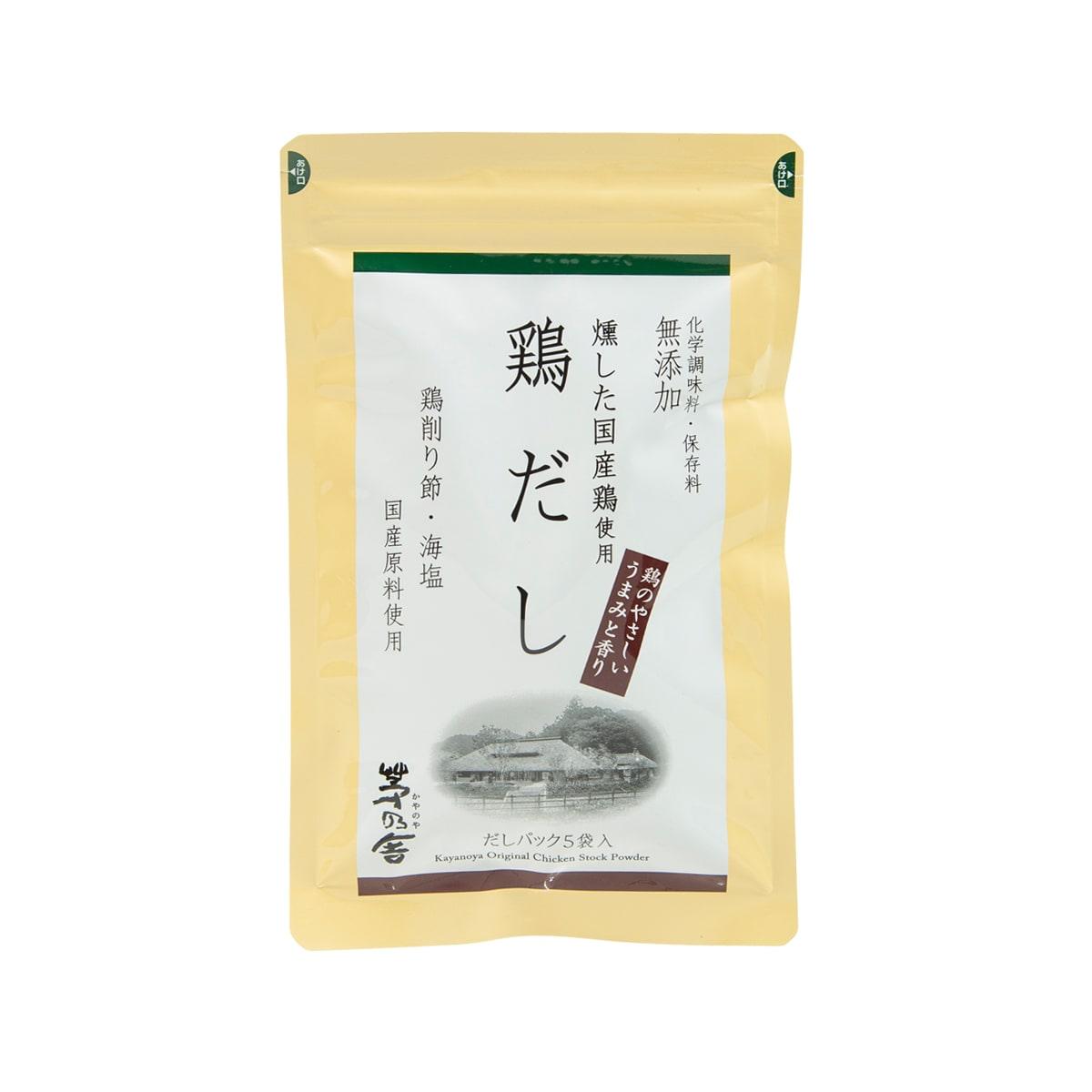KAYANOYA chicken soup stock powder pouch, front label with chicken illustration