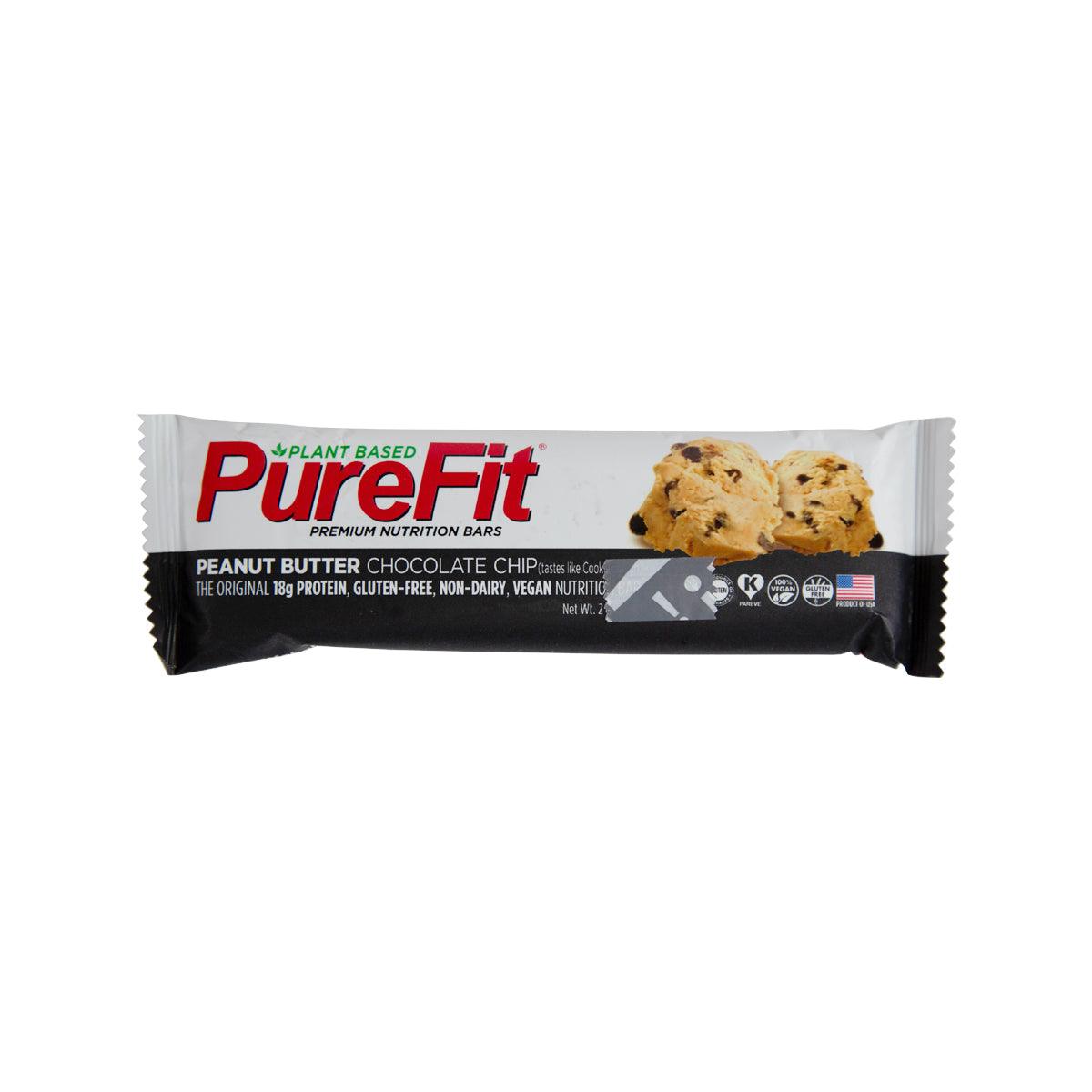 PEANUT butter chocolate chip nutrition bar in black PureFit wrapper, 60 g