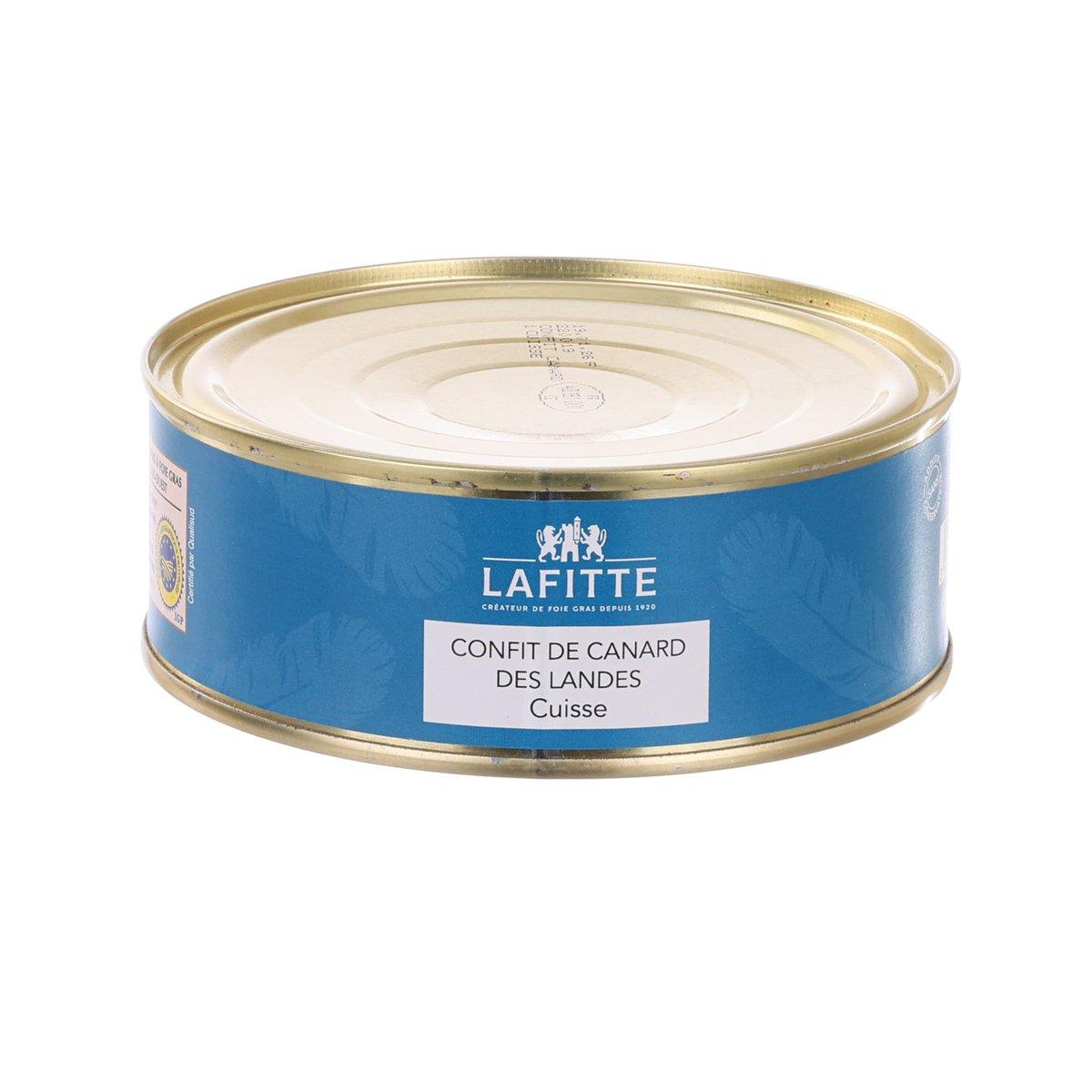 LAFITTE duck leg confit in blue tin with gold lid and label