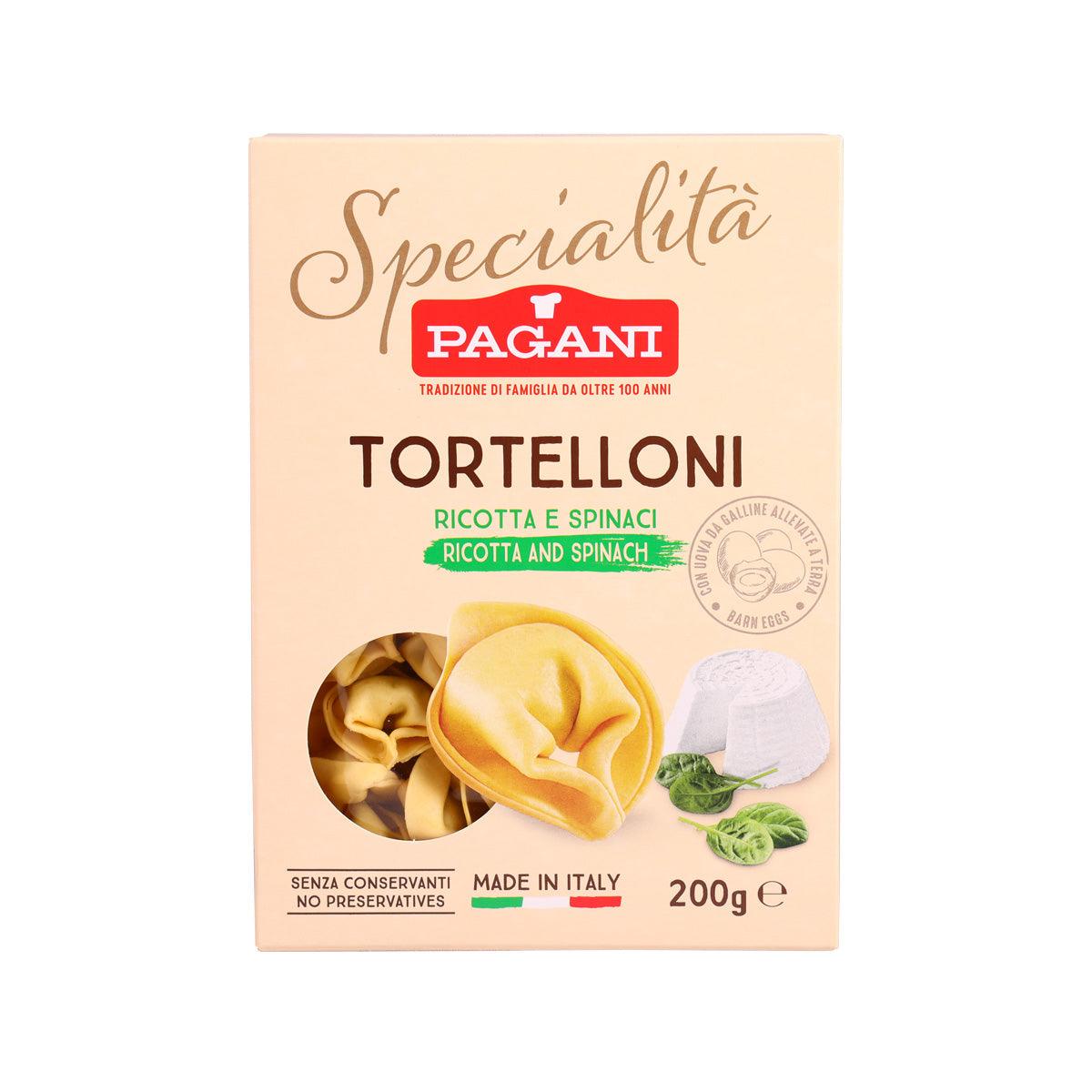 PAGANI tortelloni pasta package with ricotta and spinach filling, 200 g