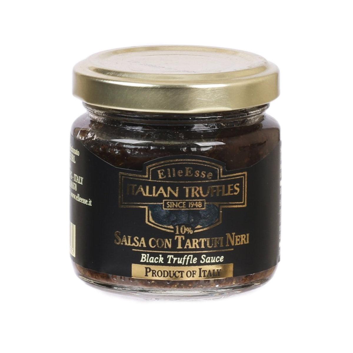 ELLE ESSE black truffle sauce jar with gold lid, glass container, Italian Truffles label