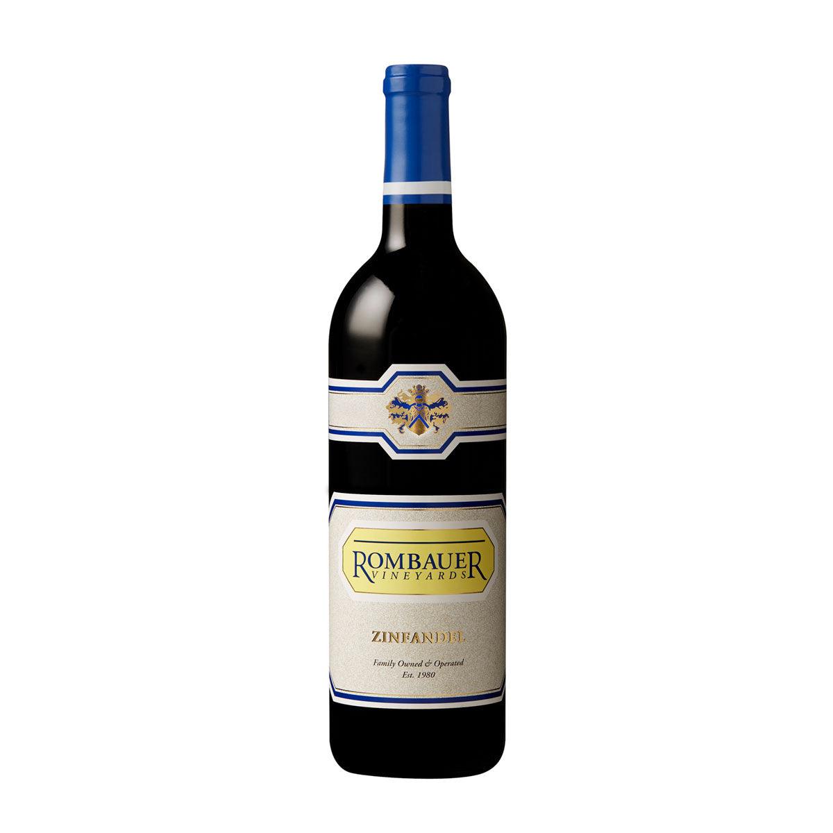 ROMBAUER Vineyards Zinfandel 2021 wine bottle with blue cap and label