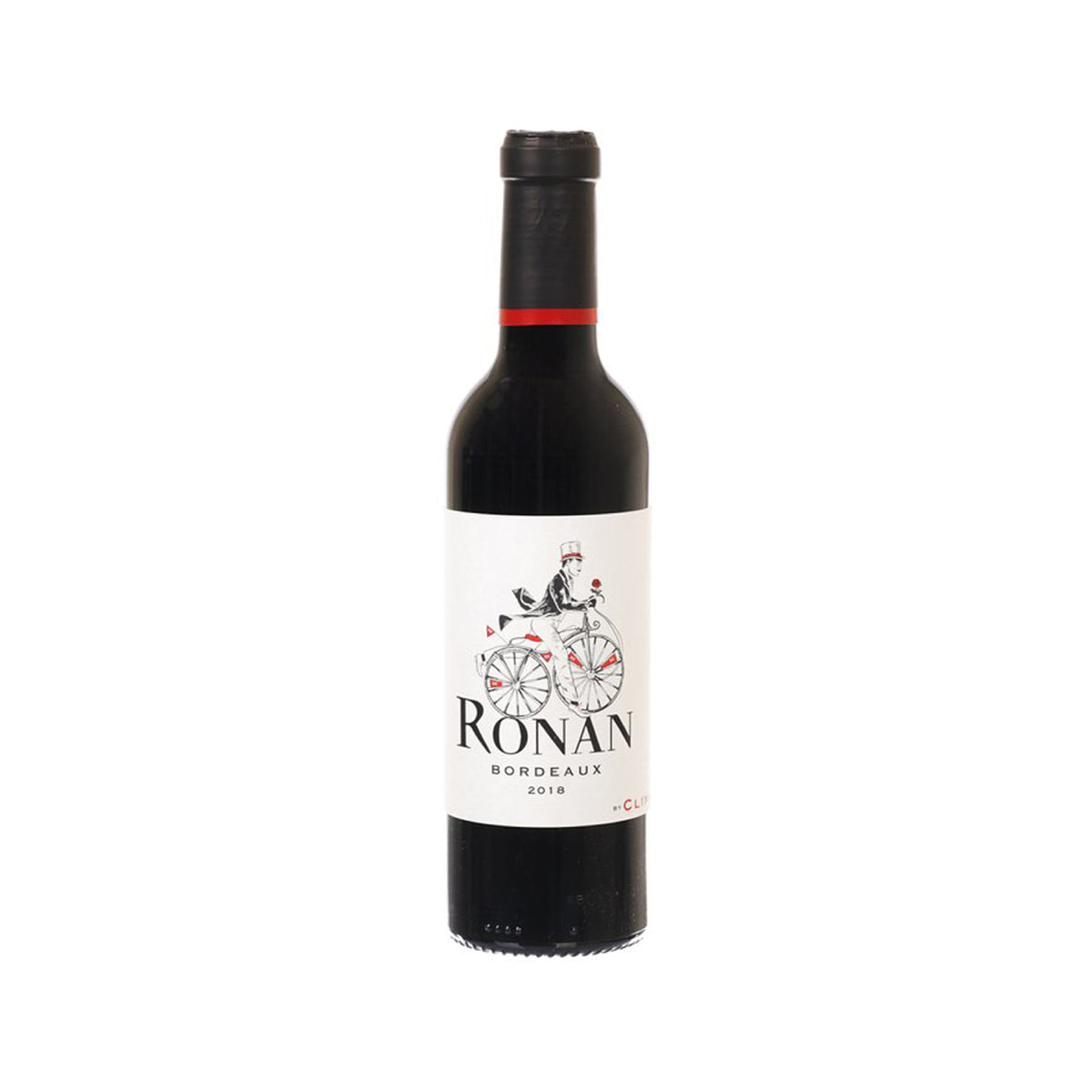 RONAN by Client rouge wine bottle in dark glass with white label