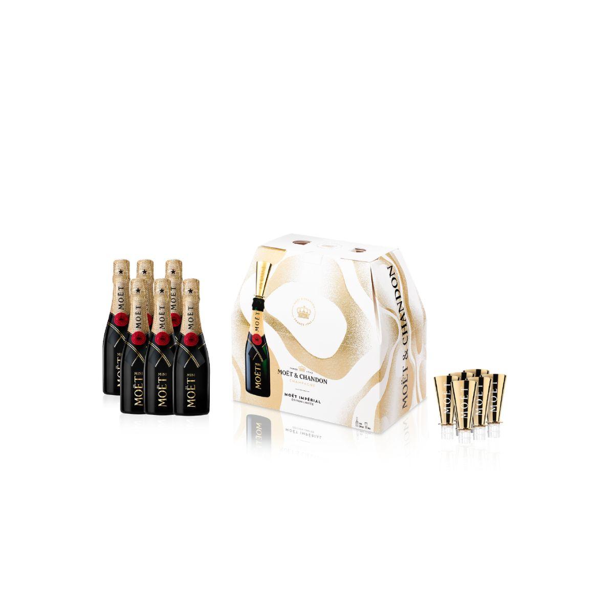 MOET & CHANDON Imperial Brut champagne set with 6 bottles, 6 flutes, gift box