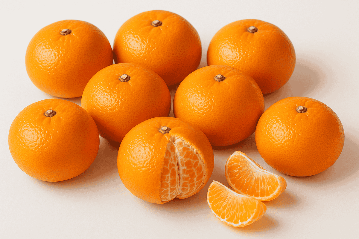 Citrus fruit pack of fresh oranges with one cut orange segment