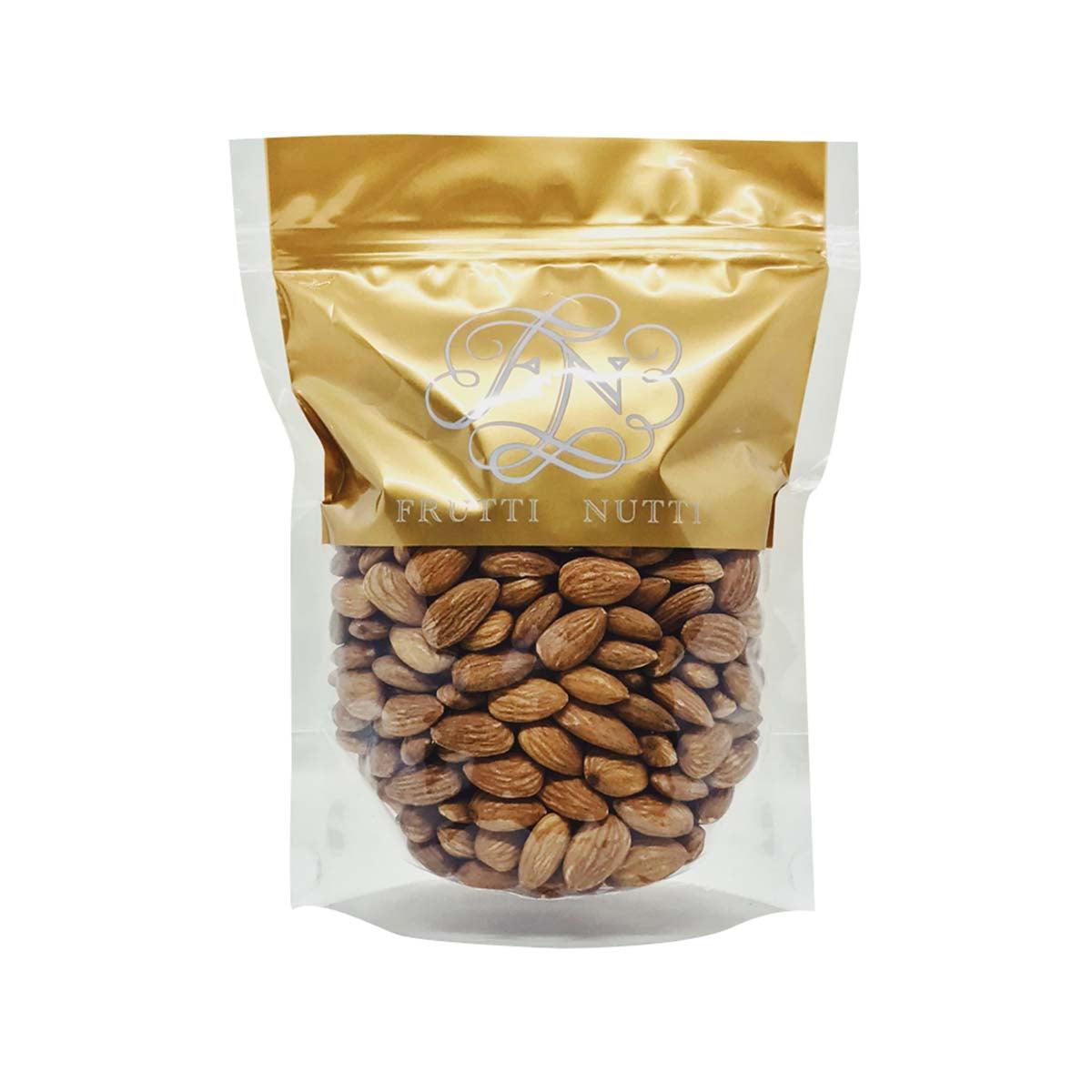 FRUTTI NUTTI USA roasted unsalted almonds in resealable stand-up bag, 600g