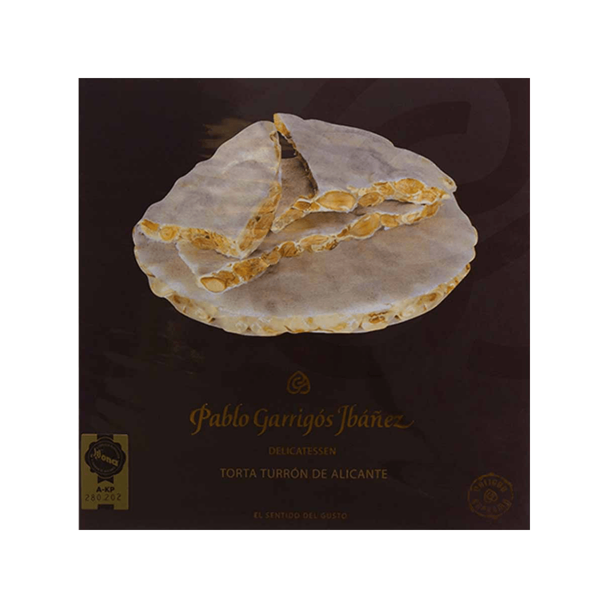 Turron de Alicante nougat cake on wafer sheets with nut pieces