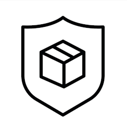 Shipping protection icon: shield with open box