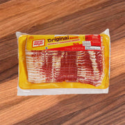 Oscar Mayer naturally hardwood smoked bacon package with sliced bacon in clear tray