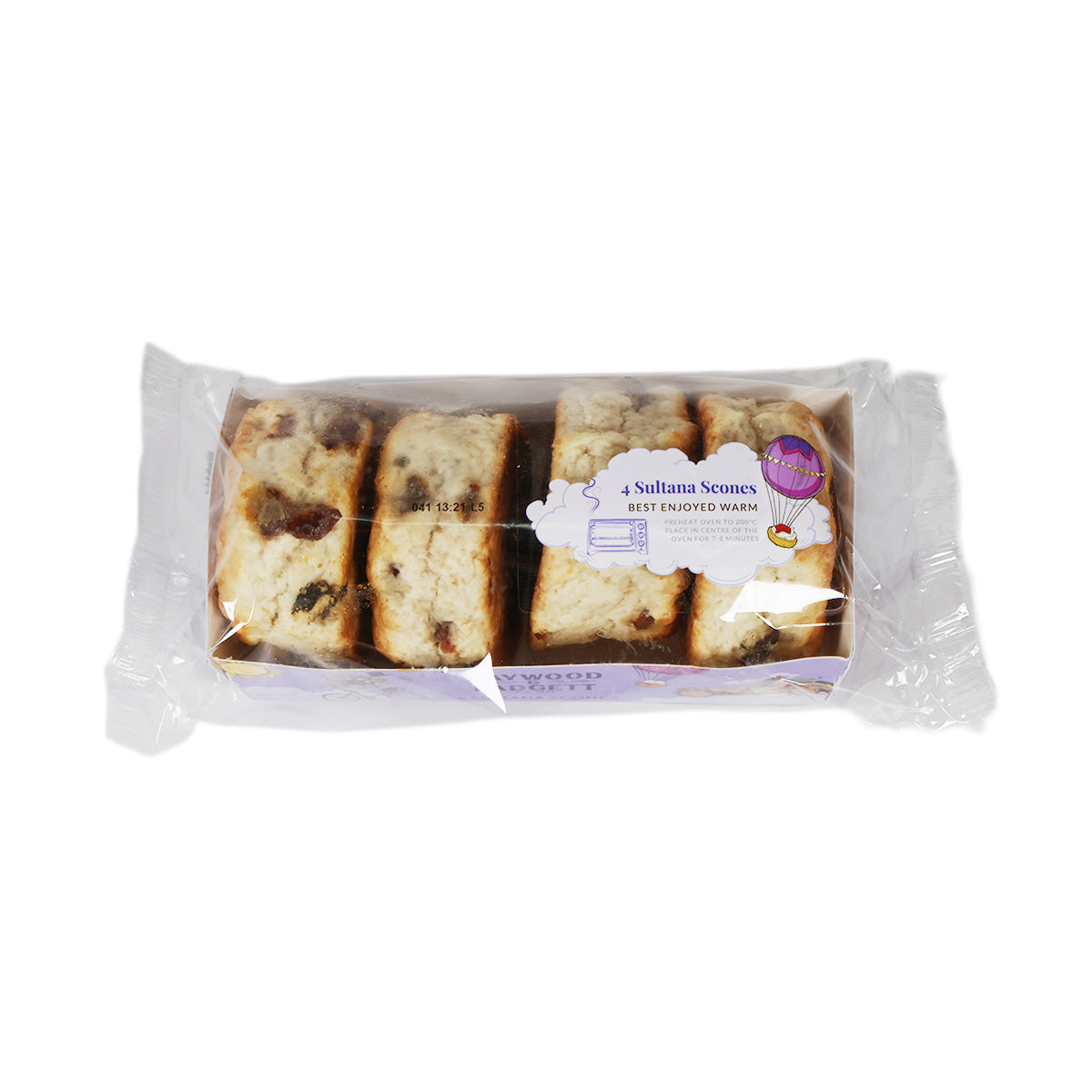 HAYWOOD & PADGETT sultana scone pack, 4 pieces in clear wrapping