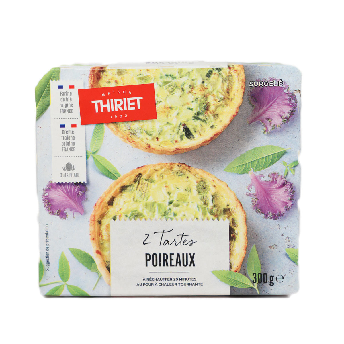 Leek tart package with two Poireaux tarts, 300 g, THIRIET