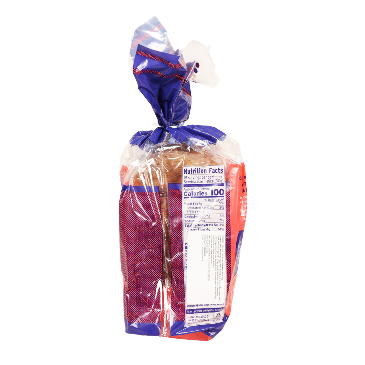 BASE CULTURE Keto bread in sealed plastic bag, nutrition facts panel