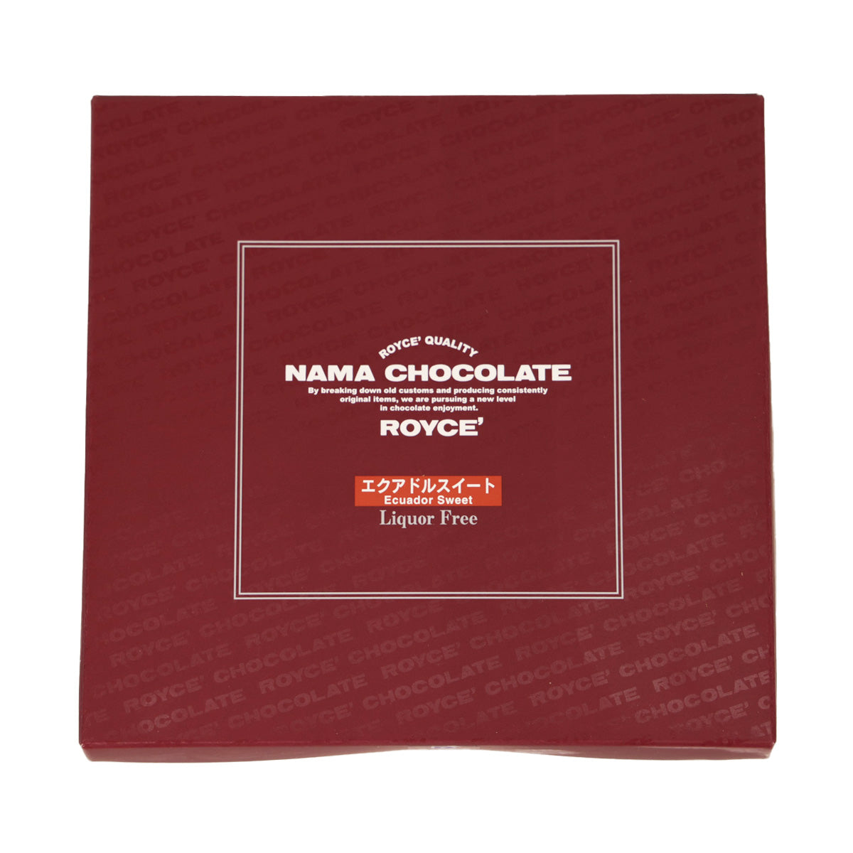 Red chocolate gift box with brand label and 'Nama Chocolate' wording
