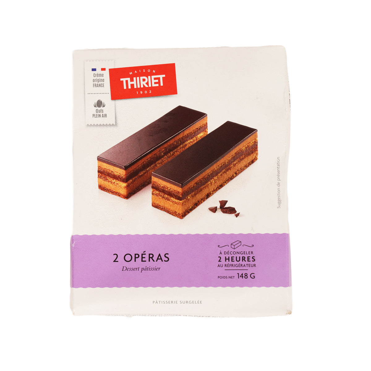 THIRIET opera cakes gift box with two rectangular chocolate cakes, 148 g