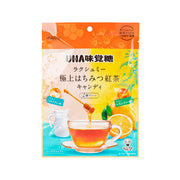 UHA MIKAKUTO honey tea candy pouch, assorted, 75g, orange and teal tea cup design
