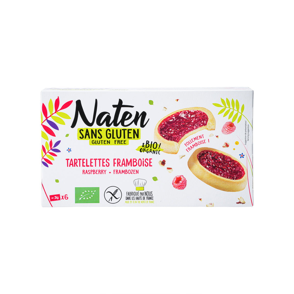 NATEN organic gluten-free raspberry tartlets box, 6 tartlets, 130 g