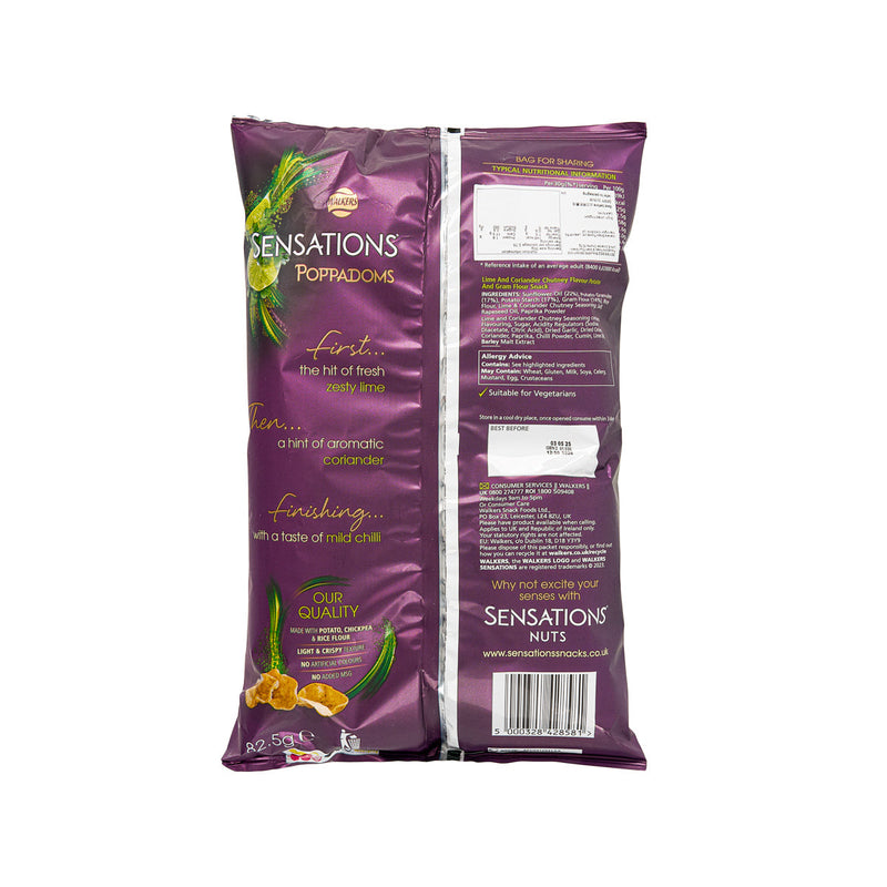 WALKERS SENSATIONS Poppadoms Potato & Gram Flour Snack - Lime & Coriander Chutney  (82.5g)