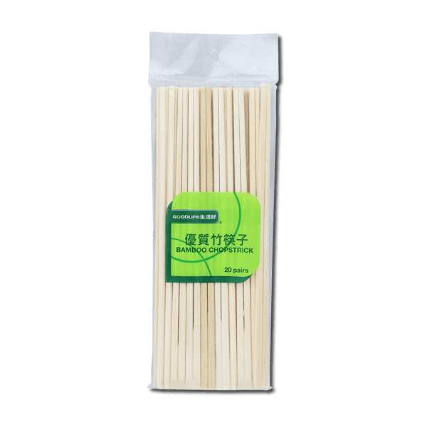 Bamboo chopstick set in pack, 20 pairs, light wood tone