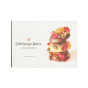 Assorted chocolate gift box with nuts and dried fruits, front label and artwork