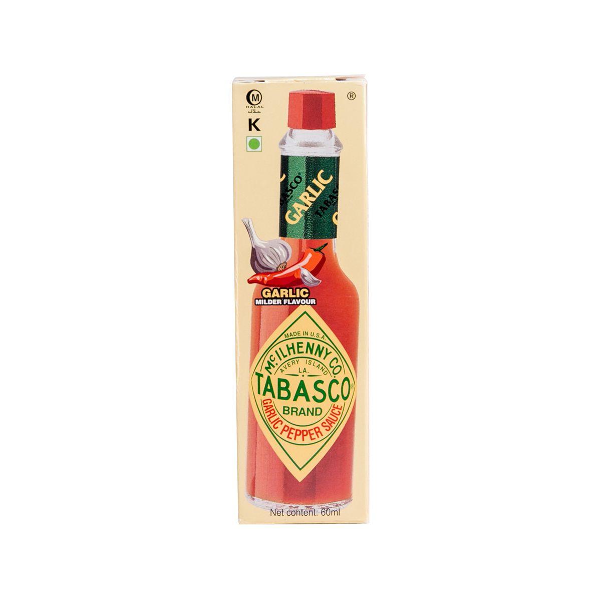 TABASCO Garlic Pepper Sauce bottle, 60 mL, red cap