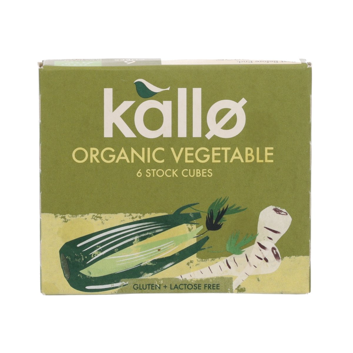 KALLO organic vegetable stock cubes box, green packaging, gluten- and lactose-free