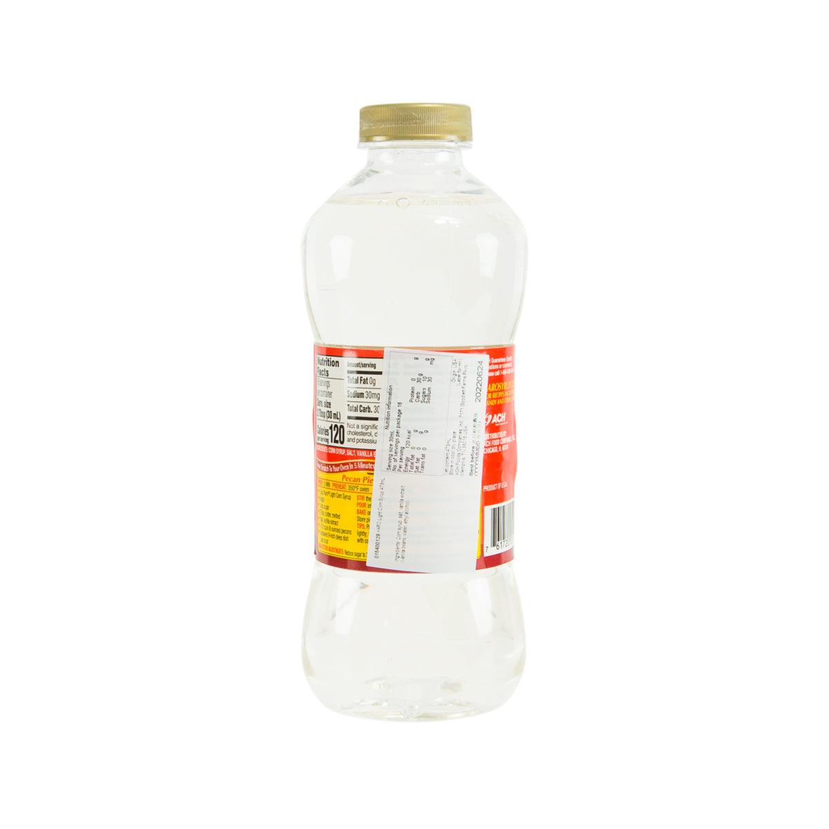 Light corn syrup bottle back label, 473 mL, clear bottle with gold cap