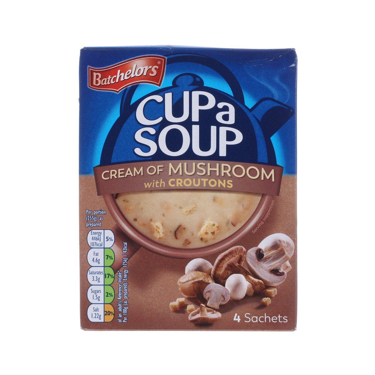 BATCHELORS Cup a Soup Cream of Mushroom with croutons sachet box, 4 sachets