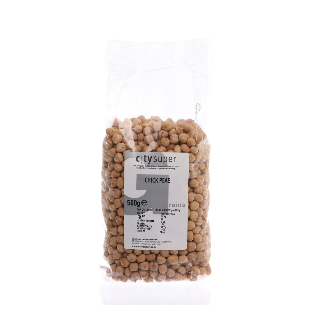 CITYSUPER chick peas 500g bag with front label