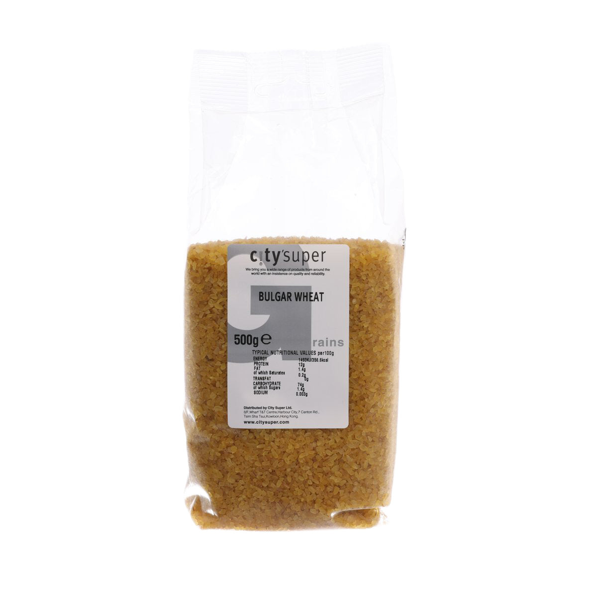 Bulgar wheat grains in resealable plastic bag, 500g