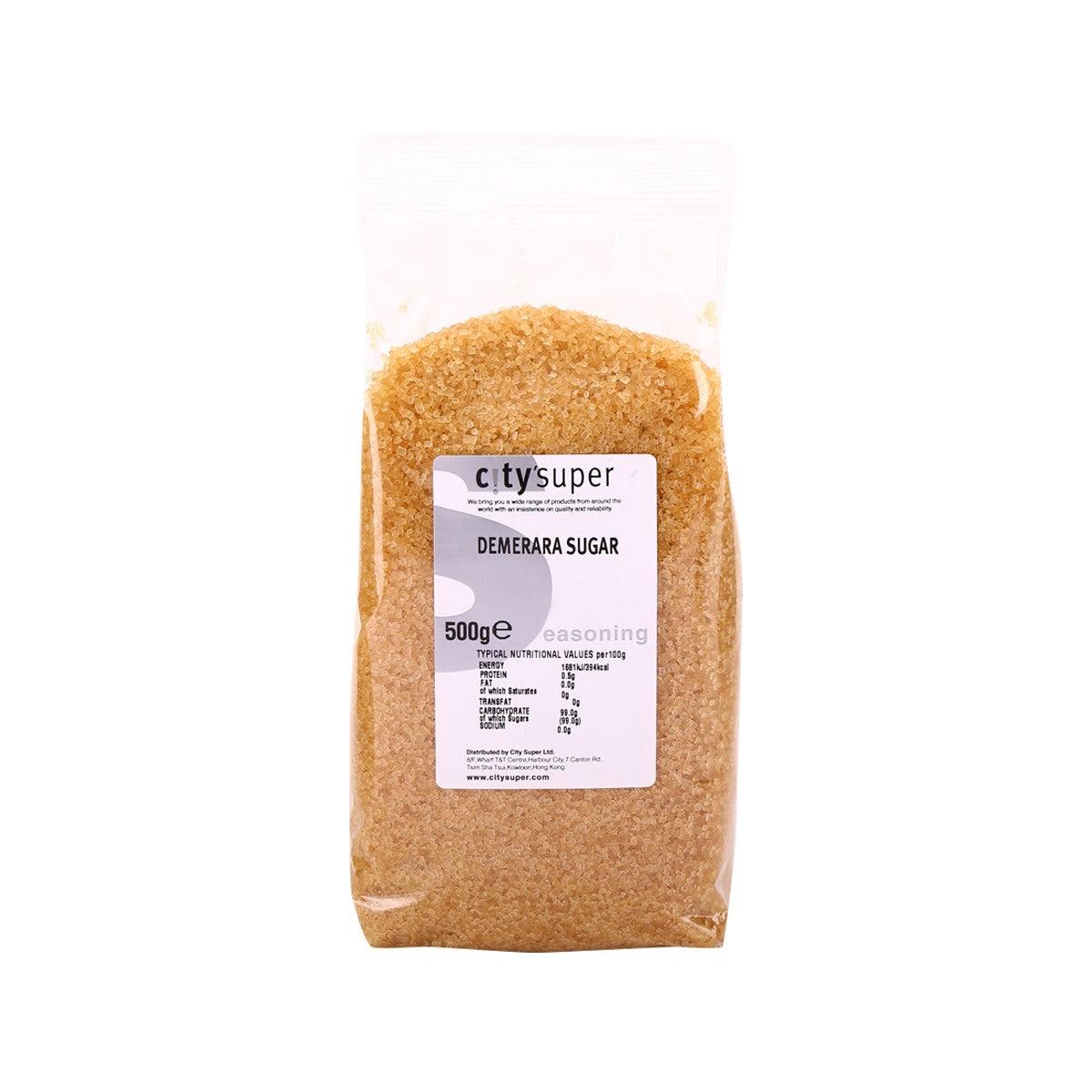 CITYSUPER demerara sugar in 500 g resealable bag, light brown granules