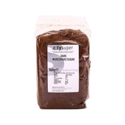 CITYSUPER dark muscovado sugar 500g in sealed plastic pouch with label