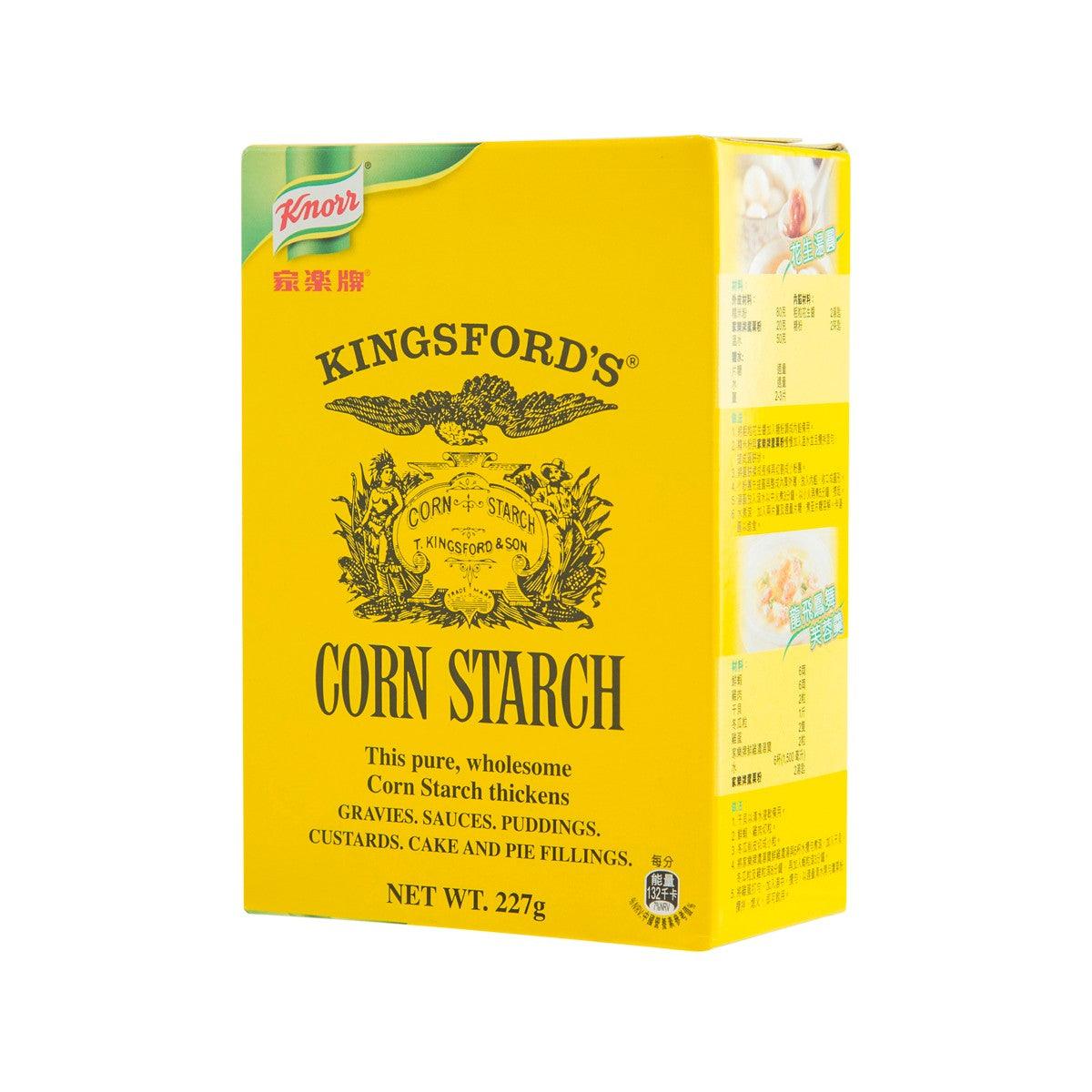 Corn starch box with Knorr Kingsford label, side panel with details